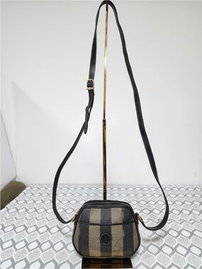 Fendi Vintage Camera Case Leather Crossbody Bag Black/Beige